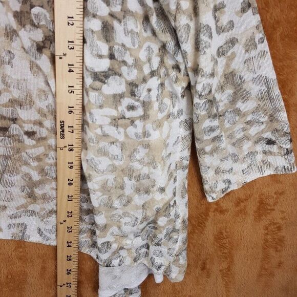 CHICOS Womens Top Size 3 Large Tan Spotted Open Knit Long Sleeve Lightweight - Picture 6 of 7